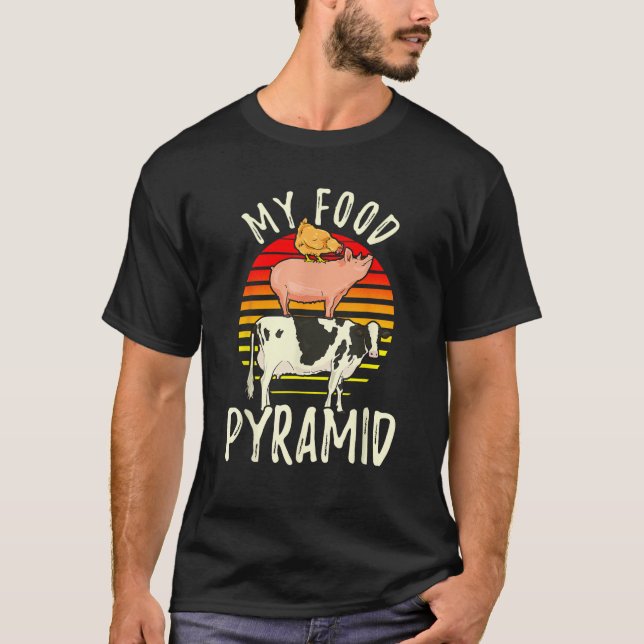 Camiseta Minha pirâmide Comida Comeu Carne Carnívoro Comida (Frente)
