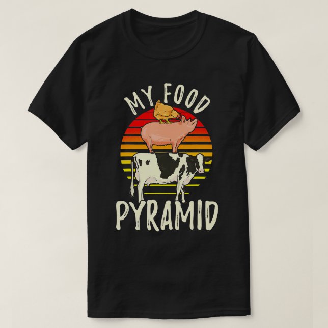 Camiseta Minha pirâmide Comida Comeu Carne Carnívoro Comida (Frente do Design)
