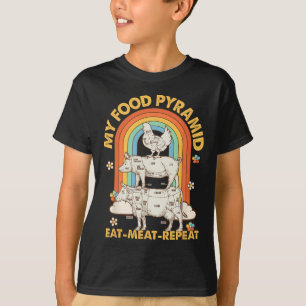 Camiseta Minha pirâmide Comida Comeu Carne Repetindo Churra