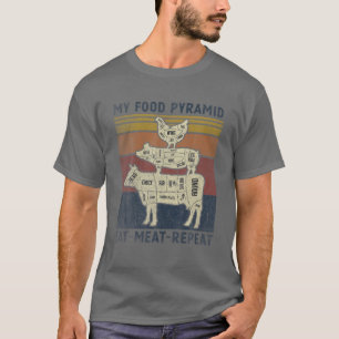 Camiseta Minha Pirâmide Comida Comeu Carne Repetindo Fundi