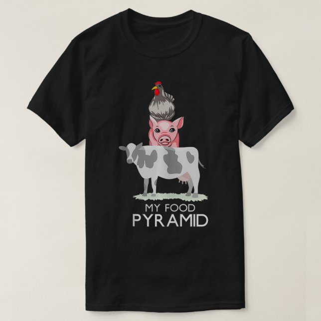 Camiseta Minha Pirâmide Comida, Engraçada, Carnívoro, Galin (Frente do Design)