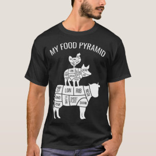 Camiseta Minha pirâmide Comida, Galinha de Porcos Carnívoro