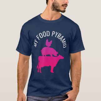Camiseta Minha pirâmide Comida, Galinha de Porcos Carnívoro