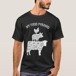 Camiseta Minha pirâmide Comida, Galinha de Porcos Carnívoro