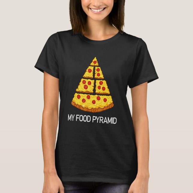Camiseta Minha Pizza de Queijo da Pirâmide Alimentar  Comid (Frente)