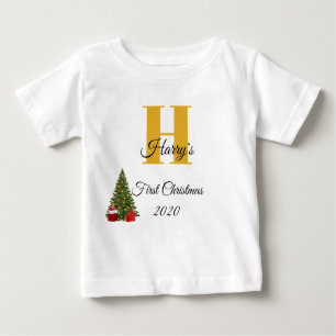 Camiseta Minha Primeira Árvore de Natal Dourada de Natal Ed