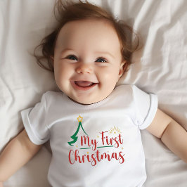 Camiseta Minha Primeira Árvore de Natal Verde
