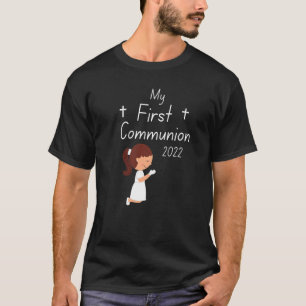 Camiseta Minha Primeira Comunhão 2022 Crianças Meninas Atra