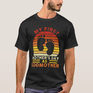 Camiseta Minha Primeira Dia de as mães Como Madrinha Retro