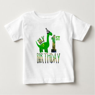 Camiseta Minha Primeira Festa de Dinossauro de Aniversário