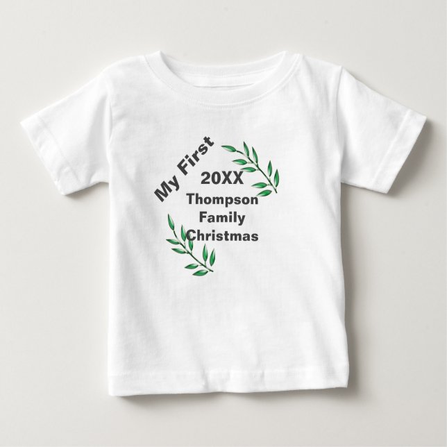 Camiseta Minha Primeira Fileira de Árvore de Natal da Famíl (Frente)