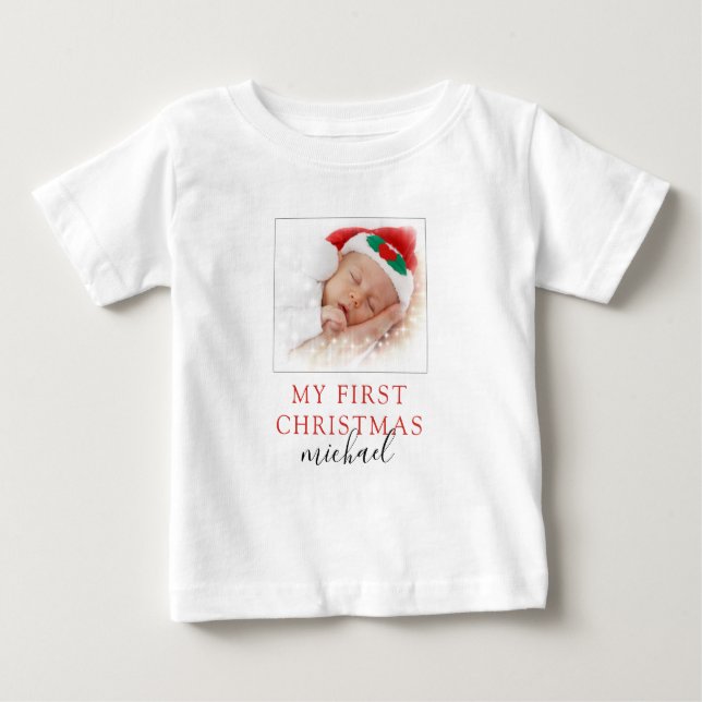 Camiseta Minha Primeira Foto de Natal (Frente)