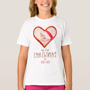 Camiseta Minha Primeira Irmã De Natal Amor Foto De Bebê
