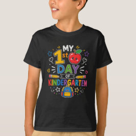 Camiseta Minha Primeira Mochila Colorida de Jardim de Infân