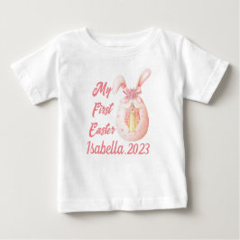 Camiseta Minha Primeira Páscoa Religiosa Jesus Coelhinha
