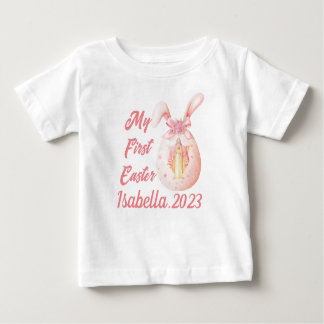 Camiseta Minha Primeira Páscoa Religiosa Jesus Coelhinha
