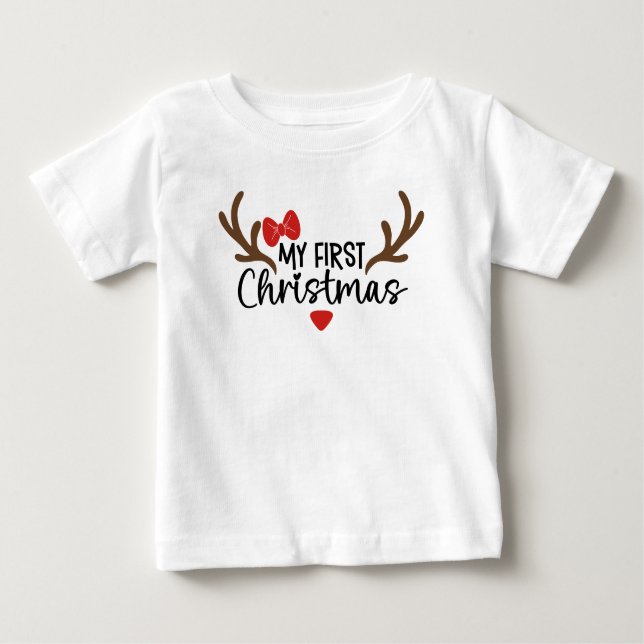 Camiseta Minha Primeira Tipografia de Natal Antílope Simple (Frente)