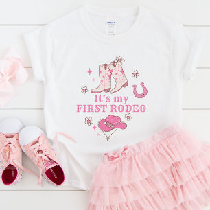 Camiseta Minha Primeira Vaqueira de Rodeio Aniversário de 1