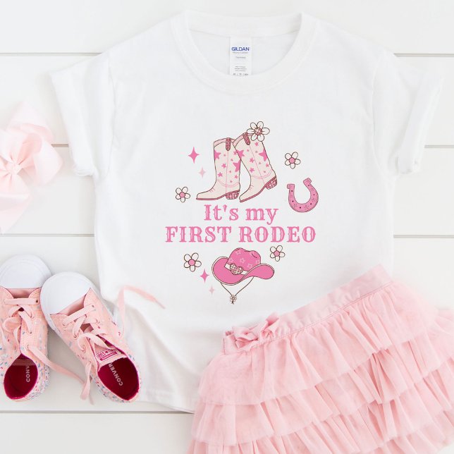 Camiseta Minha Primeira Vaqueira de Rodeio Festa de 1 Ano W (Criador carregado)