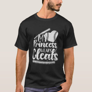 Camiseta Minha Princesa Veste Cleats Softball Pai Baseball 