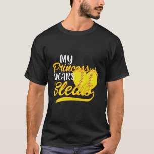 Camiseta Minha Princesa Veste Limpa Pai Softball Mãe Baseba