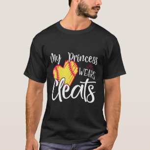 Camiseta Minha Princesa Veste Limpa Softball Mãe Pai Baseba