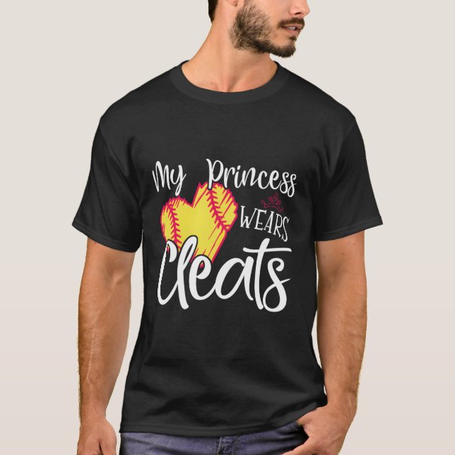 Camiseta Minha Princesa Veste Limpa Softball Mãe Pai Baseba (Frente)