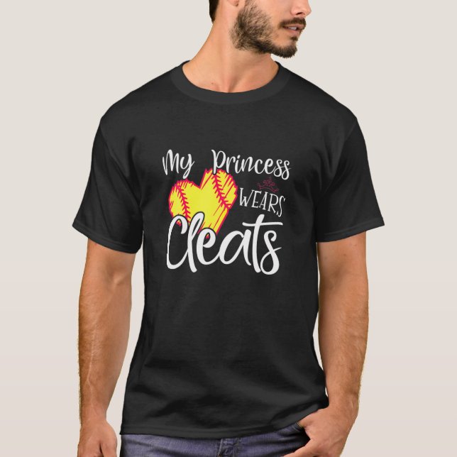 Camiseta Minha Princesa Veste Limpa Softball Mãe Pai Baseba (Frente)