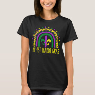 Camiseta Minha rua Mardi Gras Cute Leopard Rainbow Women Gi