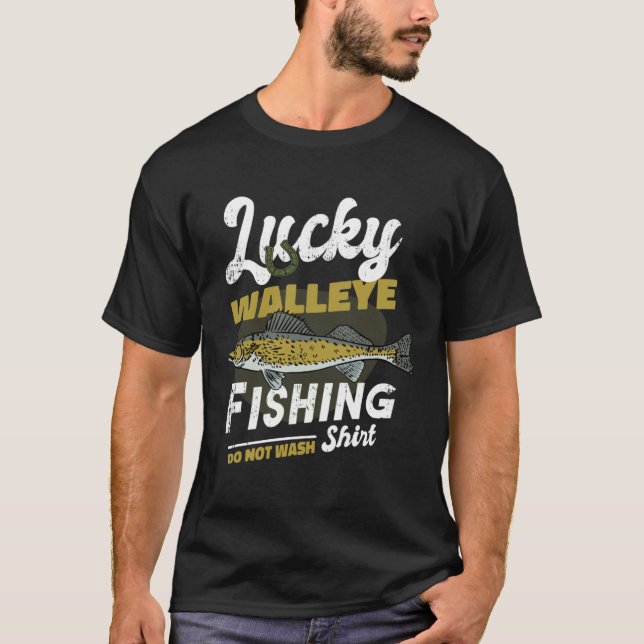 Camiseta Minha Sorte na Pesca de Walleye Pesca de Walleye (Frente)