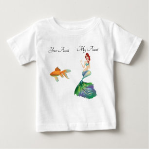 Camiseta Minha tia Goldfish Sereia Engraçada Todd