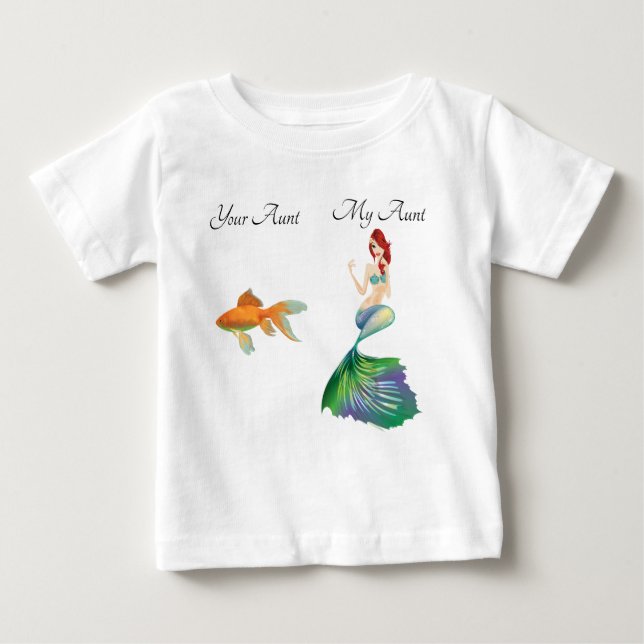 Camiseta Minha tia Goldfish Sereia Engraçada Todd (Frente)