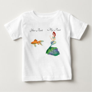 Camiseta Minha Tia Peixe Dourado Sereia Divertida Fofa Cria