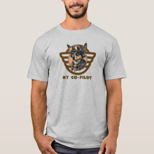 Camiseta Minha tipografia de co-piloto & Cão Piloto, Aviaçã