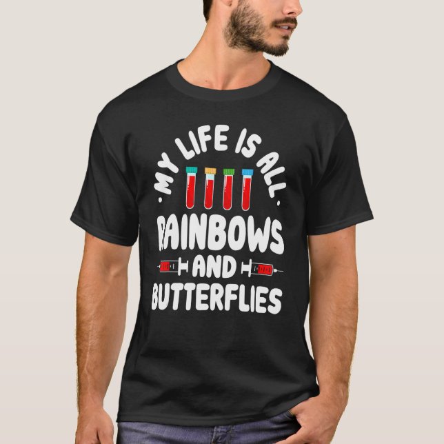 Camiseta Minha vida é toda Rainbow Phlebotomist Phlebotomis (Frente)