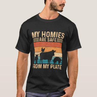 Camiseta Minhas Casas Estão Seguras Do Meu Prato Retro Vega