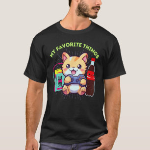 Camiseta Minhas Coisas Favoritas Gatos Jogos Refrigerante &