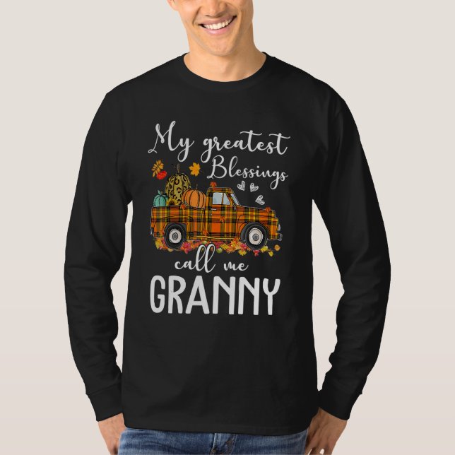 Camiseta Minhas Maiores Bênçãos Me Chamam de Vovó Outono (Frente)