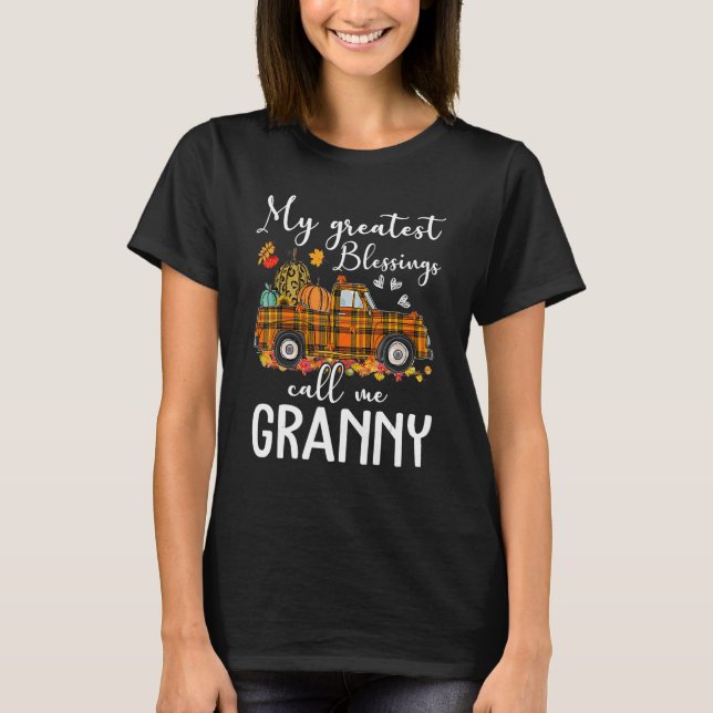 Camiseta Minhas Maiores Bênçãos Me Chamam Vovó Outono (Frente)