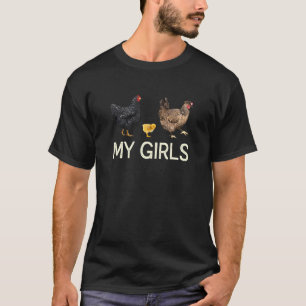 Camiseta Minhas Meninas Galinha Galinha Fazendeira Quintal