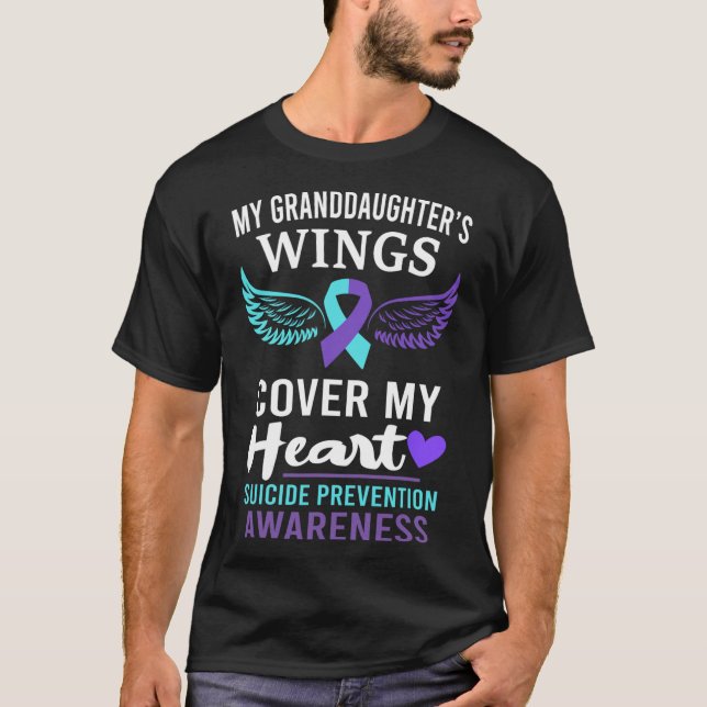 Camiseta Minhas netas Wings Cobrir Coração Suicídio Awaren (Frente)