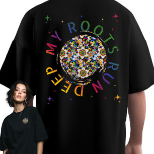 Camiseta Minhas Raízes Correm Profundamente, uma Arte Folcl