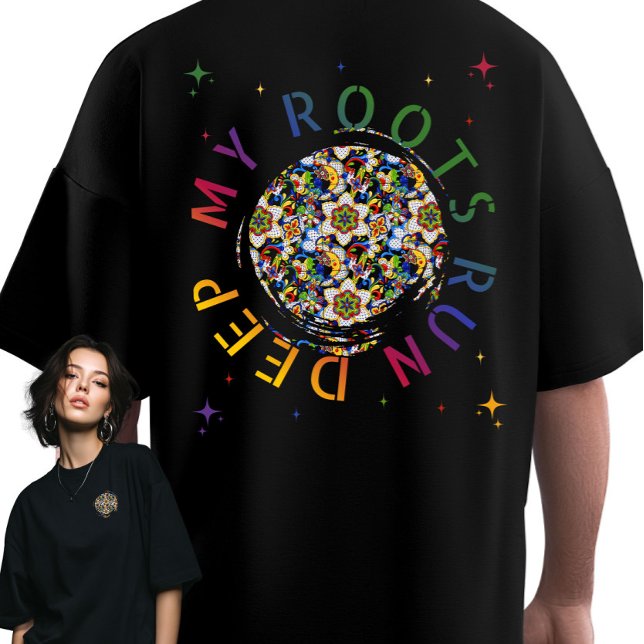 Camiseta Minhas Raízes Correm Profundamente, uma Arte Folcl (Criador carregado)