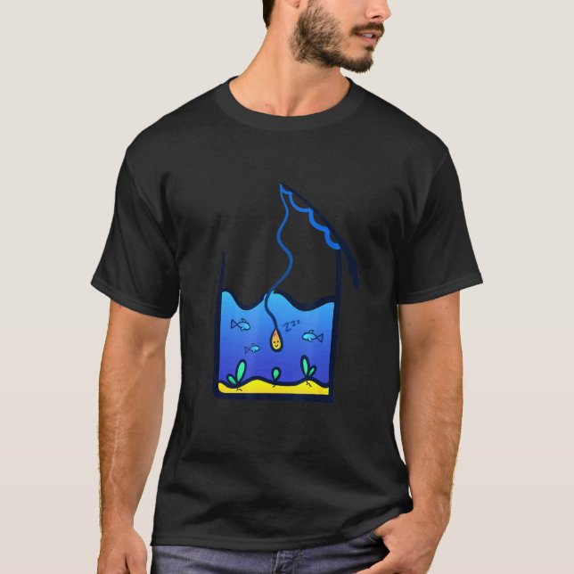 Camiseta Minhoca de Pesca Fofa Oceano Abstrato (Frente)