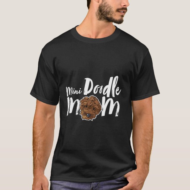 Camiseta Mini Doodle Mãe Cachorro Bonito Cachorro Mama Gold (Frente)