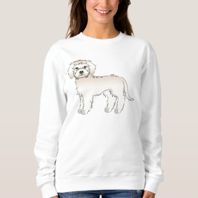 Camiseta Mini Goldendoodle Bege Desenho Animado Fofo Cachor (Frente)