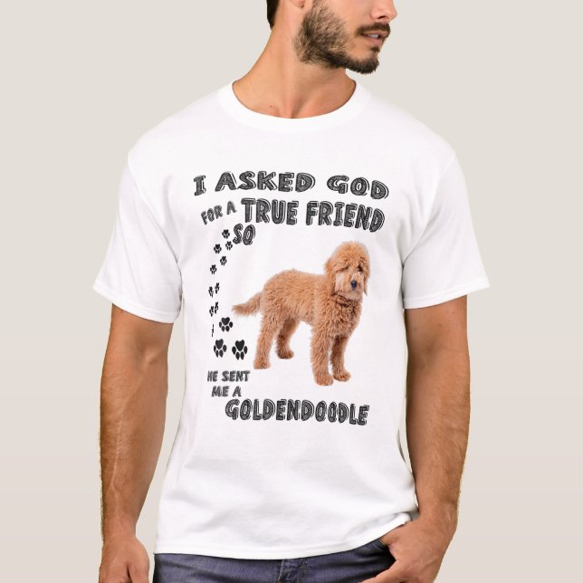 Camiseta Mini Goldendoodle Citação Mãe, Pai De Dodle Arte G (Frente)