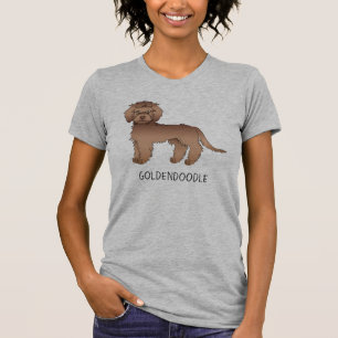 Camiseta Mini Goldendoodle de Chocolate Cão e Texto