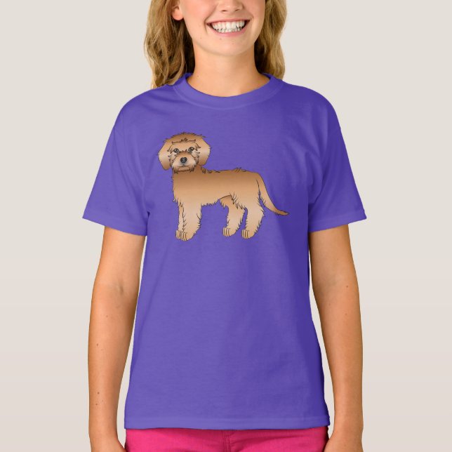 Camiseta Mini Goldendoodle Dourado Cartoon Cute Cachorro (Frente)