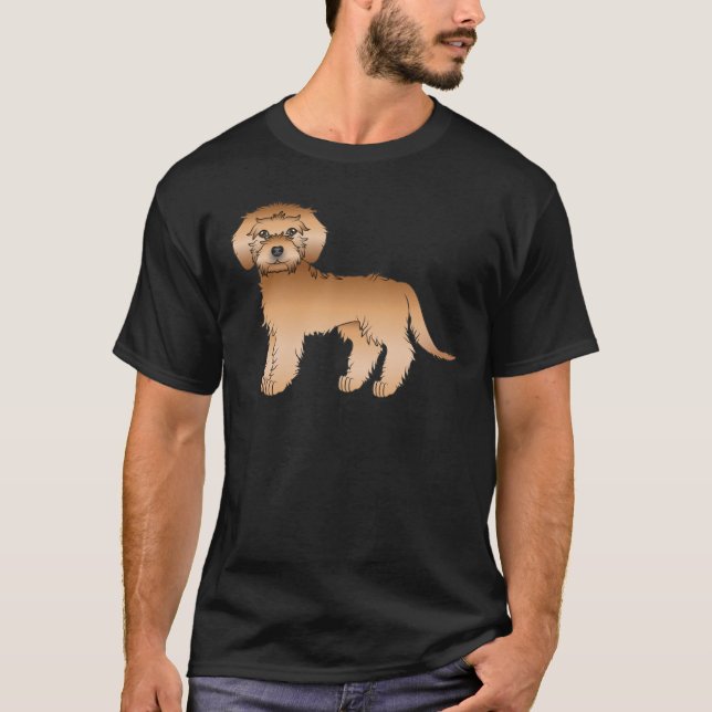 Camiseta Mini Goldendoodle Dourado Cartoon Cute Cachorro (Frente)